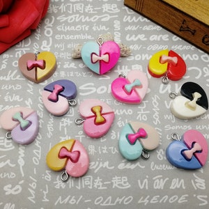 6/20 pieces plastic heart pendant charm , resin handmade craft jewelry making DIY finding necklace earring drop decoration accessory AP0458