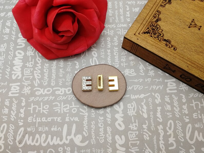 Beads Craft Supplies Tools Handmade Jewelry Making Diy Finding Charm Am658 100pcs Gold Color Imitate Diamond Crystal Rhinestone Slider Uppercase Alphabet Letter Bead