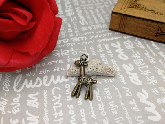 50pcs Antique Bronze Color 31x18mm Metal Sika Deer Flower Etsy