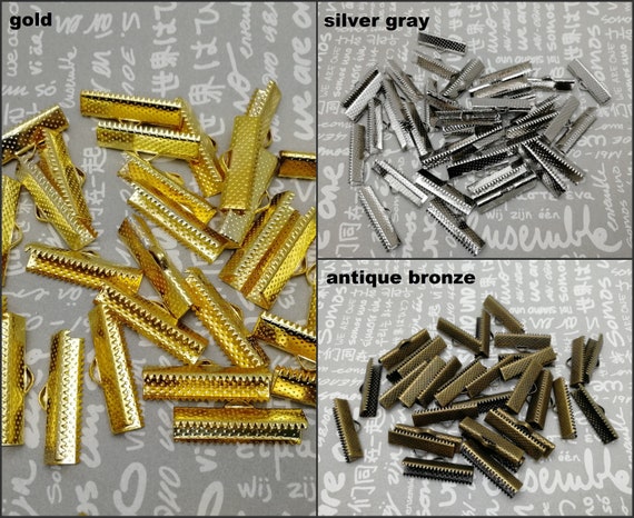 ECSiNG Lot De 40 Fermoirs Pour Cordon - 2 Mm - Fermoir Tube Poussoir - Fermoir Pour Bracelet, Collier, Noir, Fusil, Or Rose, Bronze, Argent