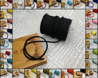 Cordón de cuero sintético suave y redondo, 1 rollo de 10 yardas y 3 mm de ancho, hecho a mano, para pulseras y collares de terciopelo, 23 colores AN0008
