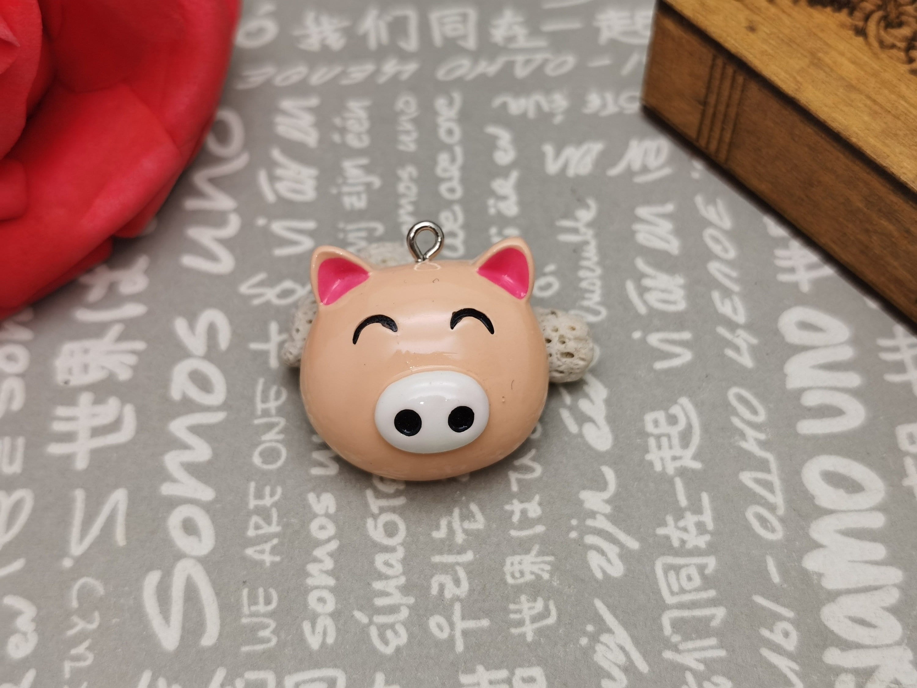 6/20 Pieces Plastic Pig Hog Pendant Charm , Resin Handmade Craft