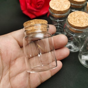 4/20 pieces 50x37 mm clear glass bottle with cork , 30 ml liquid hold transparent glass jar vial wedding party wish bottle food safe AB0141