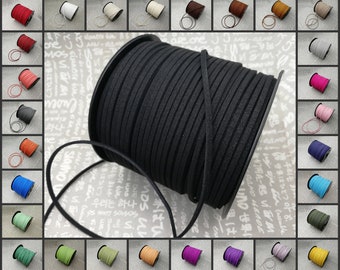 Cordón de cuero de gamuza sintética suave y plano de 2,5 mm de ancho, 100 yardas, cordón de hilo para pulsera, collar, terciopelo, cuero de encaje, opción de 32 colores AN0027