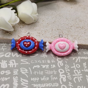6/20 pieces plastic candy pendant charm , resin handmade craft jewelry making DIY finding necklace earring drop decoration accessory AP0840