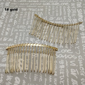 6/20/50 pieces 20 teeth metal hair wire comb headband blank , hair head band barrette clip accessory hairband wedding jewelry finding AH0023 1# gold