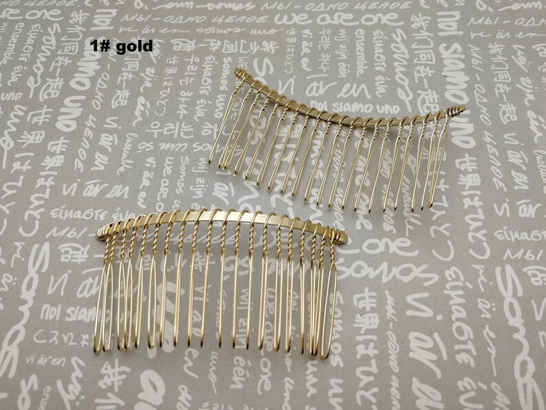 6/20/50 pieces 20 teeth metal hair wire comb headband blank , hair head band barrette clip accessory hairband wedding jewelry finding AH0023 1# gold