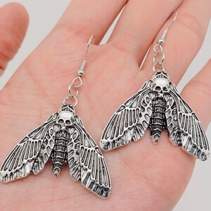 Death Head Moth Earrings - Unique Gothic Jewelry, Dark Statement Accessories for Alternative Style