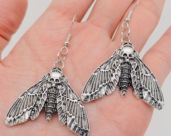 Death Head Moth Earrings - Unique Gothic Jewelry, Dark Statement Accessories for Alternative Style
