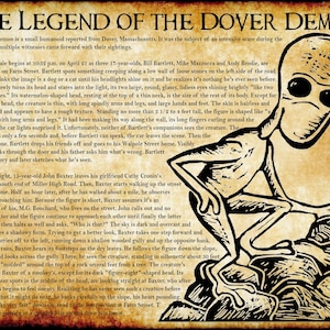 Dover Demon Wall Art - Creepy Cryptid Illustration, Mythical Creature Decor for Horror Fans & Urban Legend Collectors