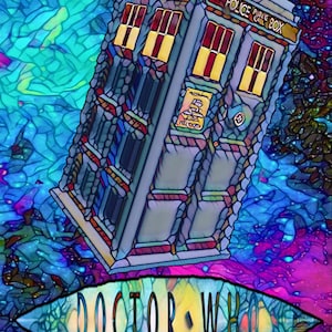 Suncatcher Glass - Dr. Who Inspired - Stained Glass-like Window Decor, Handmade TARDIS Sun Catcher Gift for Doctor Who Fans