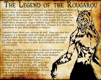 Legend of the Rougarou Wall Art: Cajun Myth Decor, Louisiana Folk Art, Rustic Home Decoration, Creepy Creature