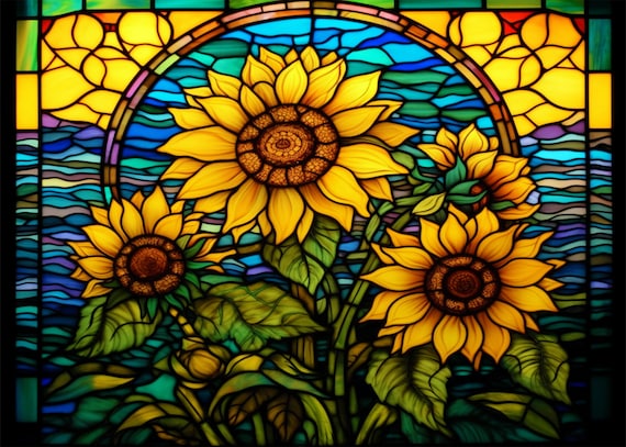 Acchiappasole In Vetro Colorato A Forma Di Girasole - 15,2 Cm, Fatto A Mano, Decorazione Da Finestra Per Casa E Giardino