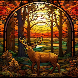 Suncatcher Glass - Deer Design - Handcrafted Stained Glass-like Animal Window Decor, Woodland Gift Hanging Ornament, Nature Lover Gift
