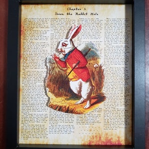Alice in Wonderland White Rabbit Shadowbox 3D Wall Art, Handmade Paper Cut Decor, Unique Fantasy Gift for Fans & Collectors