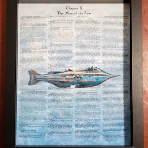 20000 Leagues - Under the Sea Nautilus Shadowbox 3D Wall Art, Vintage Submarine Decor, Ocean Adventure Gift