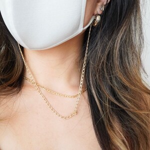 Flat Gold Curb Chain Mask Holder,black mask chain, mask lanyard, mask chain, mask holder, gold chain, sunglasses chain