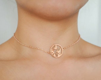 Alrededor del mundo Collar de gargantilla de oro rosa