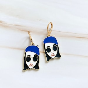 Paris Girl Earring, Statement earring, Picasso earring, silhouette earring, Hallow face earring, Face earrings, Mood earrings