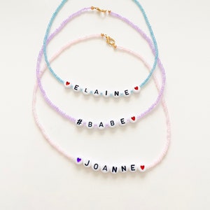 Custom Beaded Name Necklace, Beaded Name Choker, Personalized Name Necklace, Handmade assorted beads, Friendship Necklace, Custom Gift, Y2K
