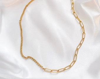 Half Paperclip Half Gold Chain Necklace 