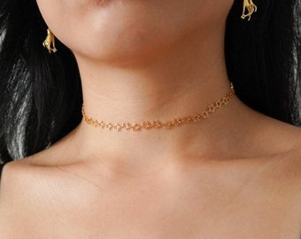 Gold Star Outline Choker Necklace, Star Choker, Gold Star Necklace, Star jewelry, Star necklace