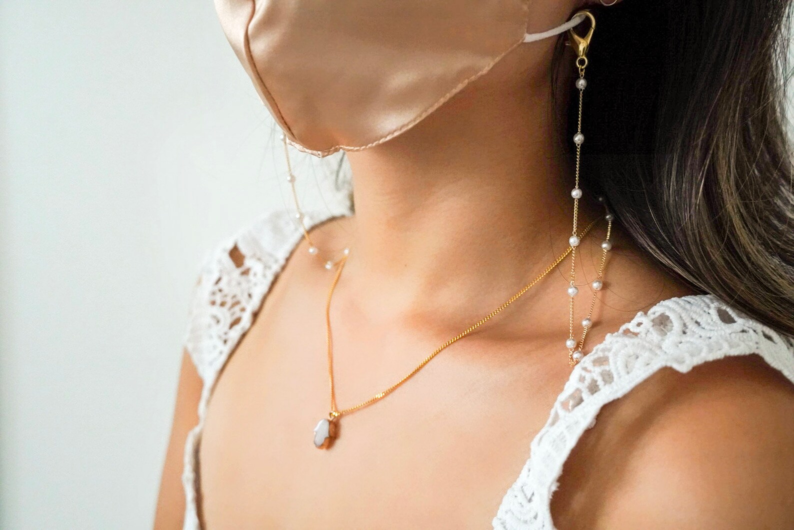 Dainty Pearl Chain Mask Holder Mask Chain Mask Holder Pearl Etsy