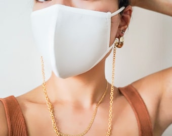 Porta maschera a catena Rolo in oro, maschera a catena d'oro, catena d'oro, cordino per maschera, catena per maschera, porta maschera, catena per occhiali da sole