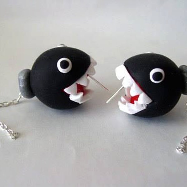 Super Mario Nintendo Ear Biting Chain Chomp Earrings