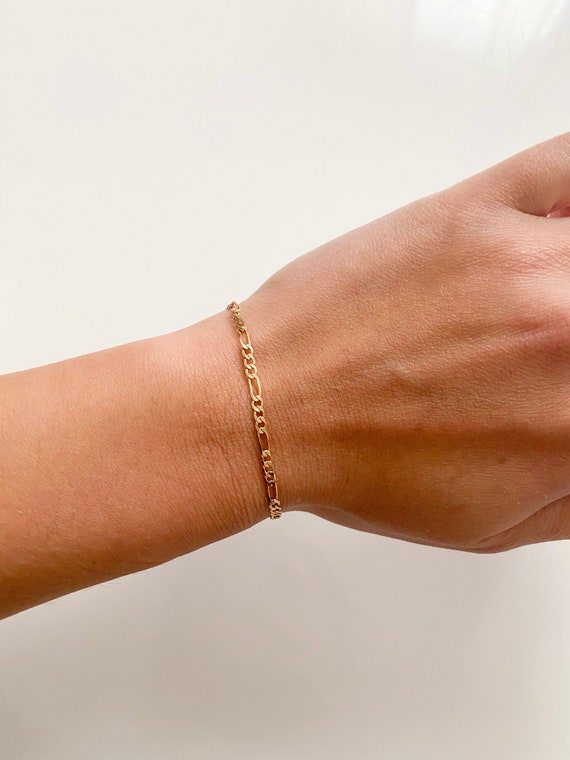 Gold plated figaro bracelet discount