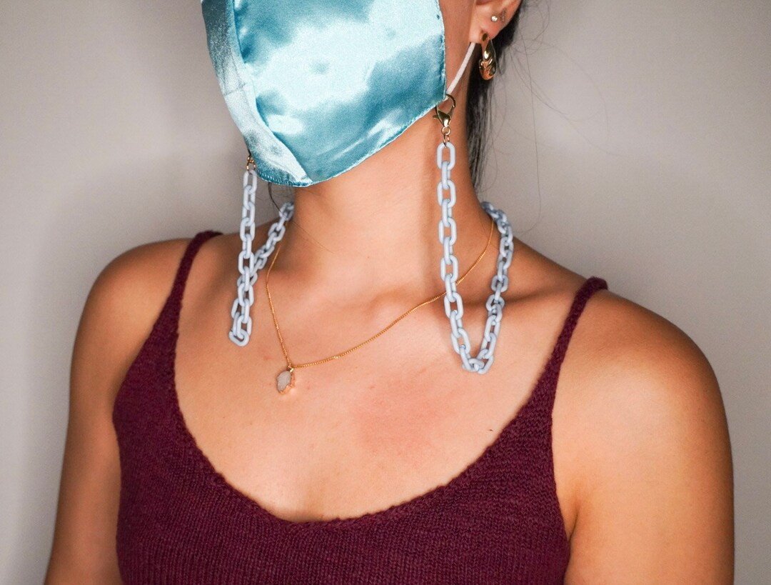 Blue Acrylic Chain Mask Holder, Blue Mask Chain, Mask Lanyard, Tortoise