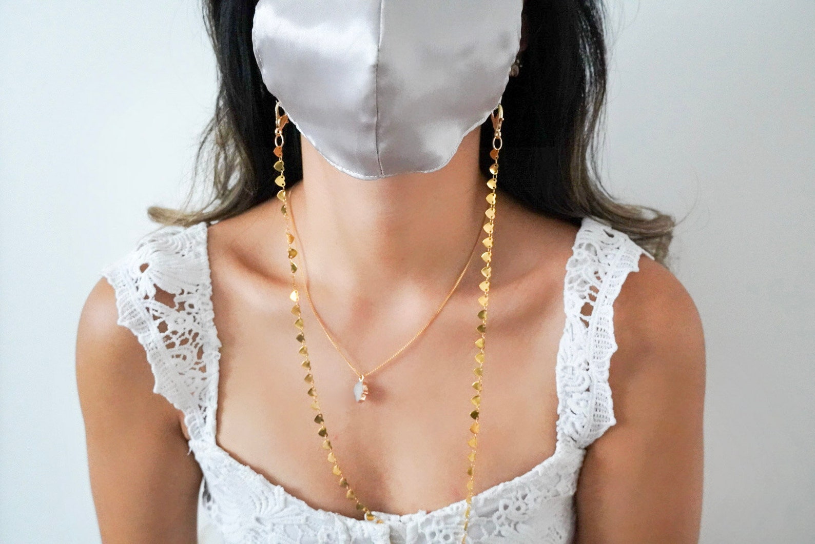 Golden Hearts Chain Mask Holder Mask Chain Mask Holder Gold Etsy