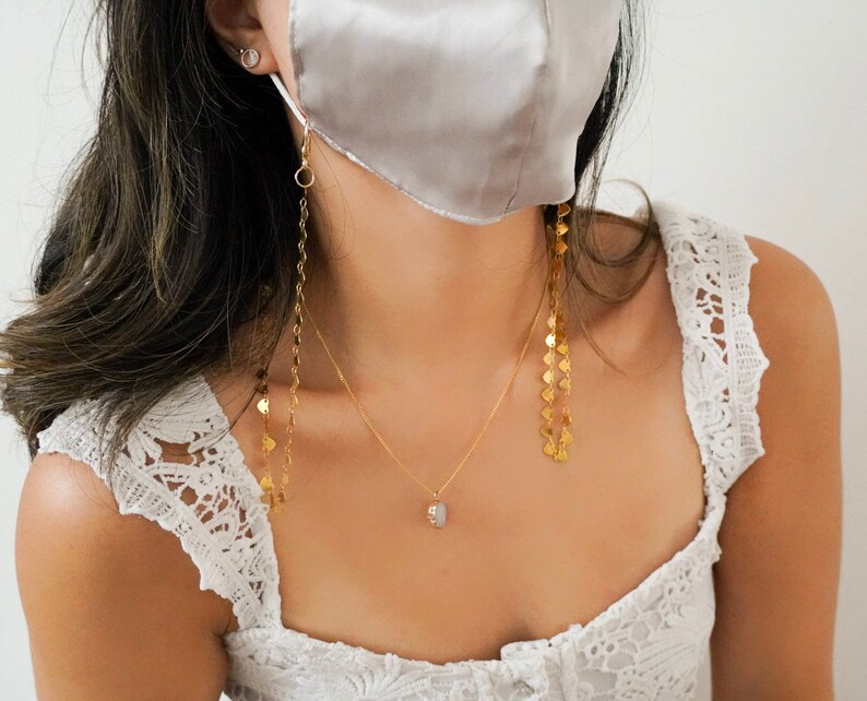 Golden Hearts Chain Mask Holder Mask Chain Mask Holder Gold Etsy