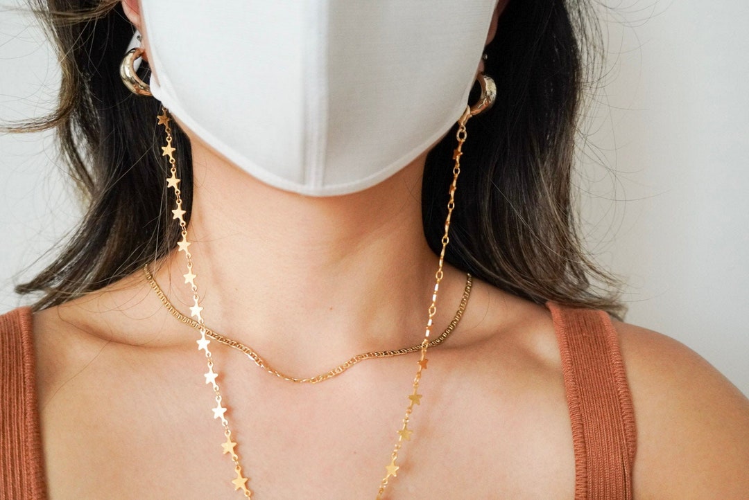 Golden Star Chain Mask Holder, Mask Chain, Mask Holder, Gold Stars