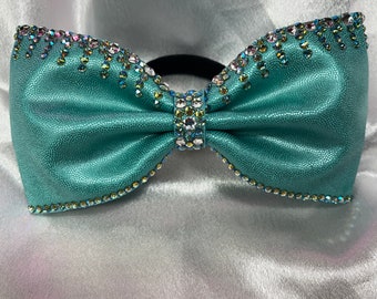 One of a kind fabric hairbow with hand placed Swarovski crystals