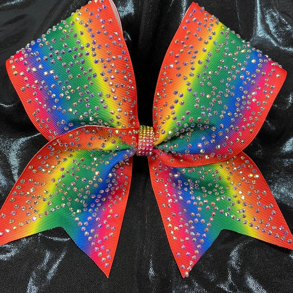 Free gift with order Rainbow ribbon hair bow. Free gift with every purchase. Scrunchie or rhinestone ponytail cuff, gifts chosen at random.