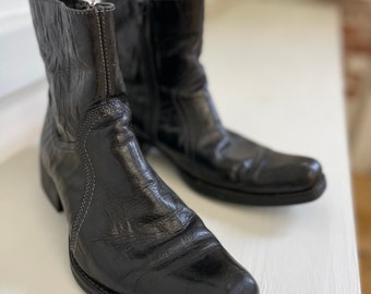 Black Aldo Men's Square Toe Ankle Western Boot size 41