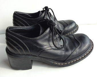 Black Aldo Piston Platform Oxford Lace Up Loafer/ Size 36