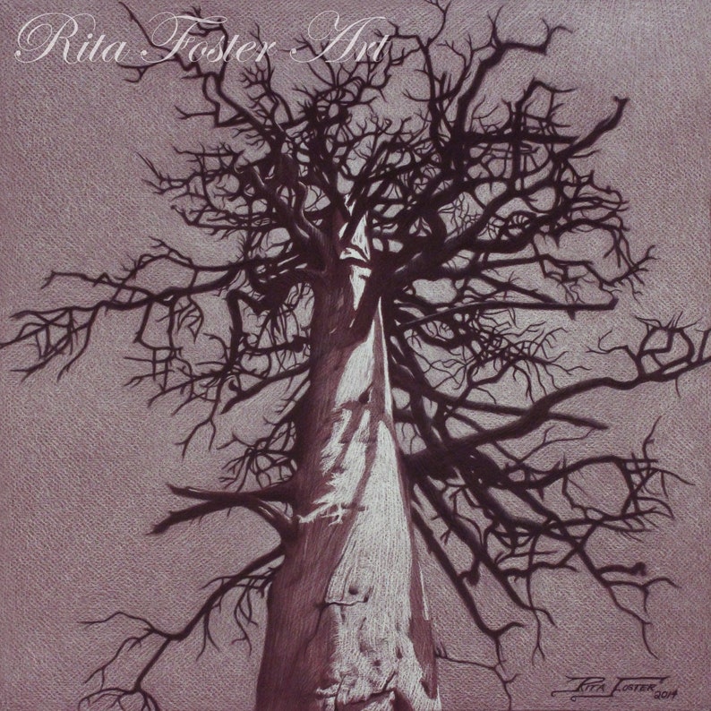 DEAD TREE Original Charcoal Pencil Drawing by Rita Foster Etsy