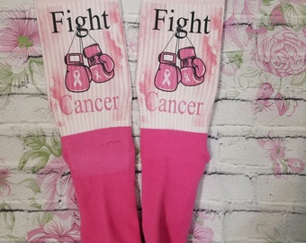 Custom Cancer Awareness Crew Socks