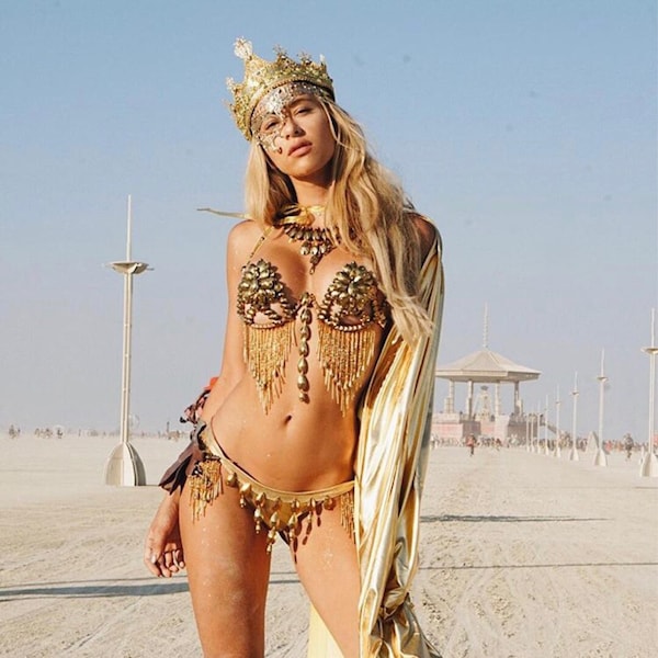 Dripping in Gold Rihanna Inspired Samba Bra, Samba Outfit, Burning Man Outfit, Trinidad Carnival Outfit, Fitness Bikini, WBFF Theme Wear