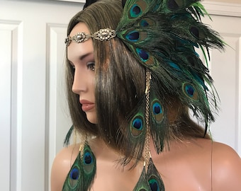 Pfau Indianer Federschmuck, Federkrone, Ureinwohnerkrone, Federstirnband