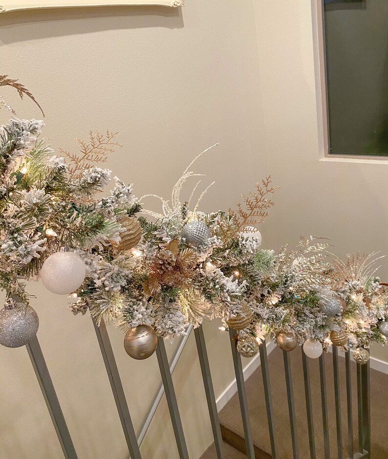 Flocked Christmas Garland Christmas Garland for Staircase - Etsy