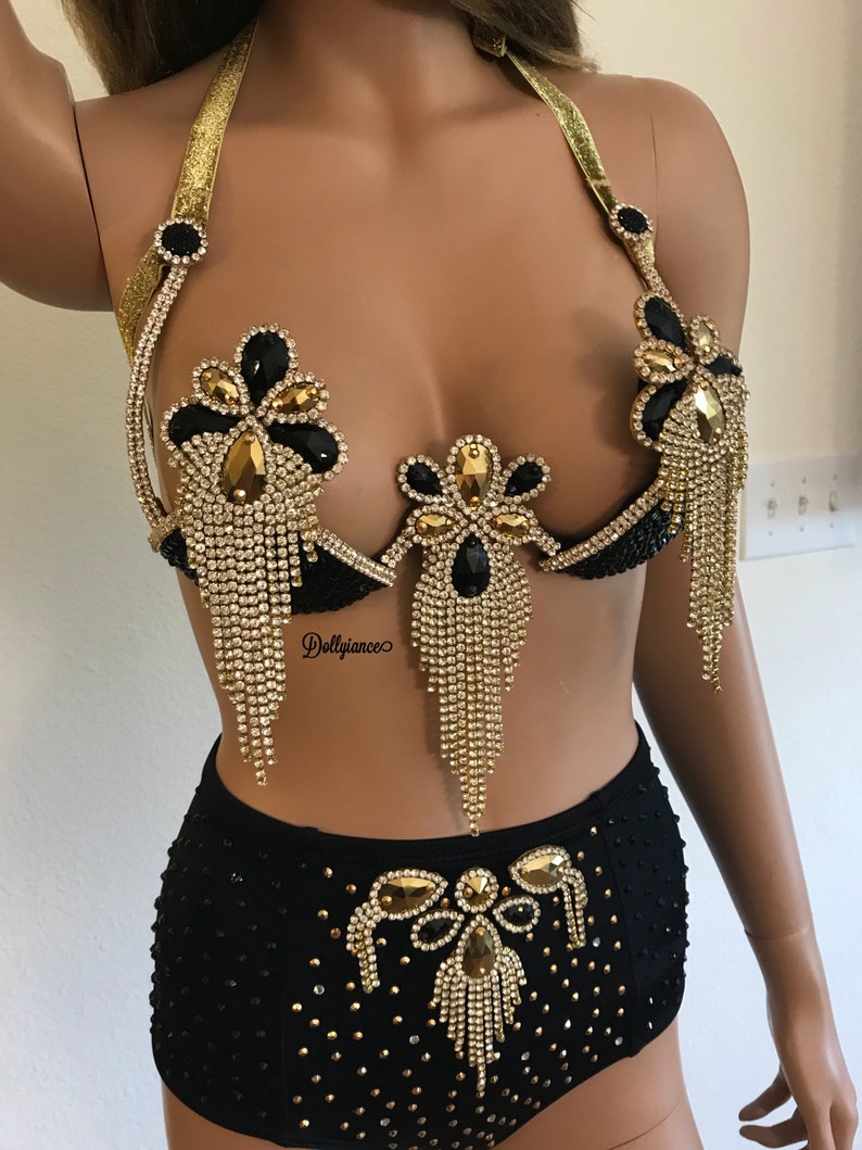 Dark Goddess Samba Outfit Fitness Bikini Burning Man Outfit Samba Bra WBFF Theme Wear Trinidad Carnival Outfit