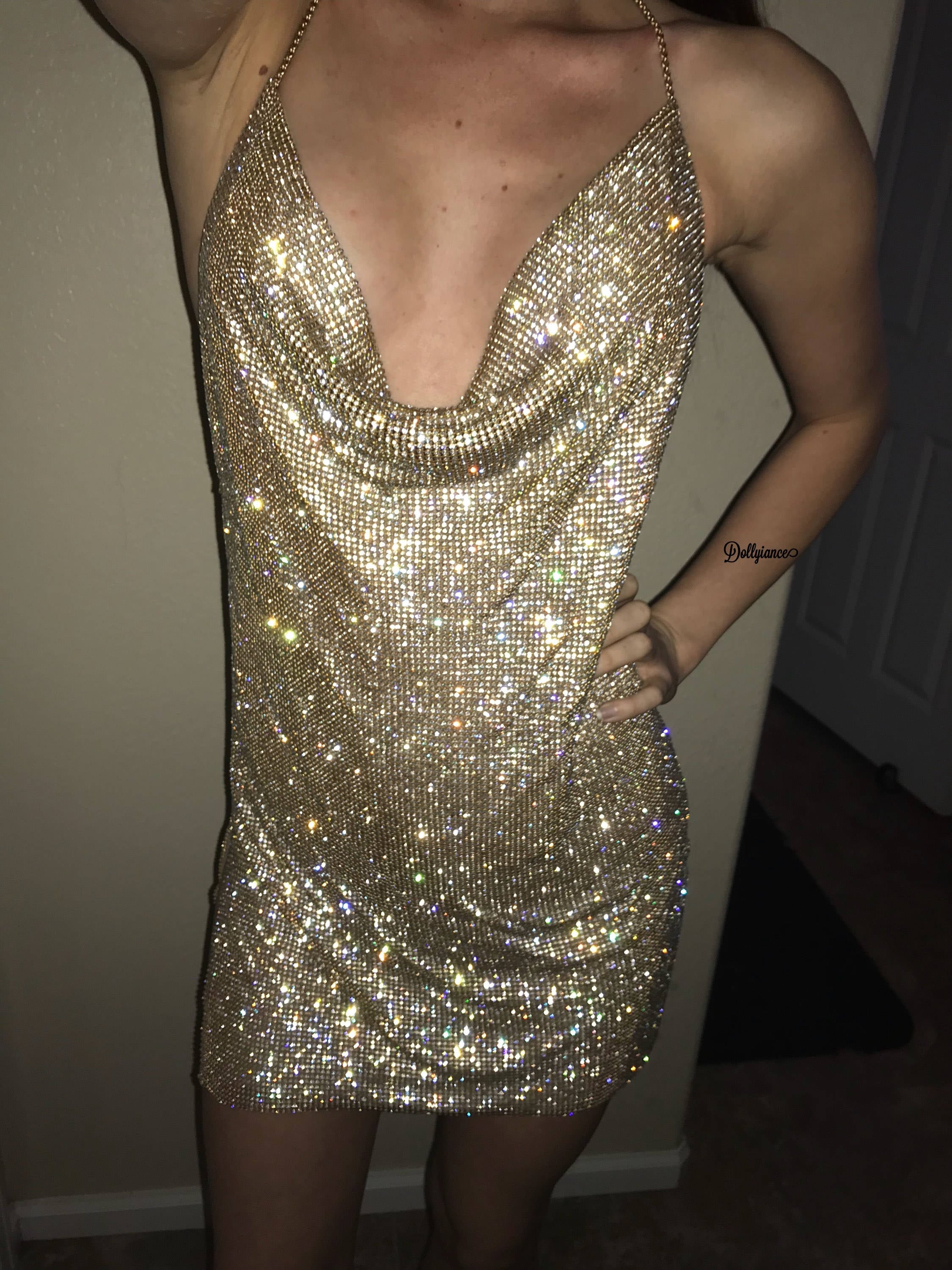 gold rhinestone dress