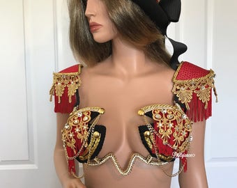 Sexy Ringleader Top, Ringleader Costume, Steam Punk Costume, Ringleader Outfit, Circus Performer, Halloween Costume, Fitness Theme Wear