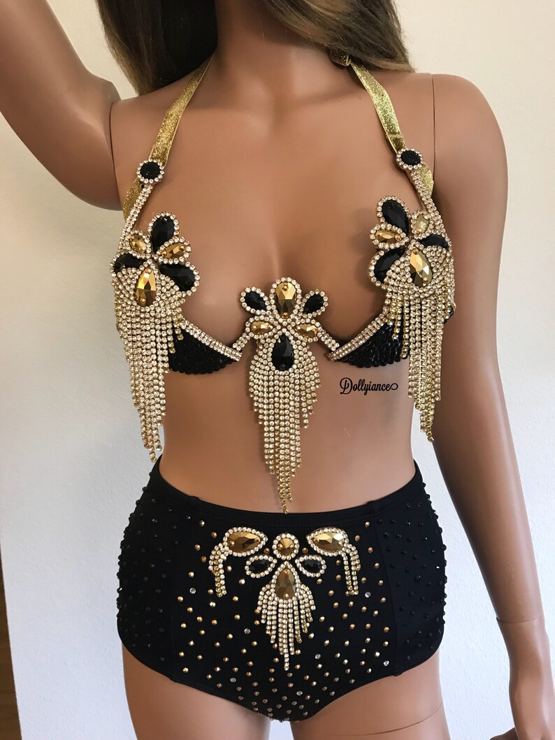 Dark Goddess Samba Outfit Fitness Bikini Burning Man Outfit Samba Bra WBFF Theme Wear Trinidad Carnival Outfit