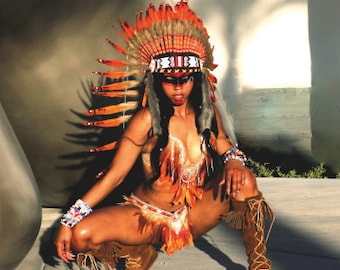 Indian Plunge Bra and Bottoms, Rave Costume