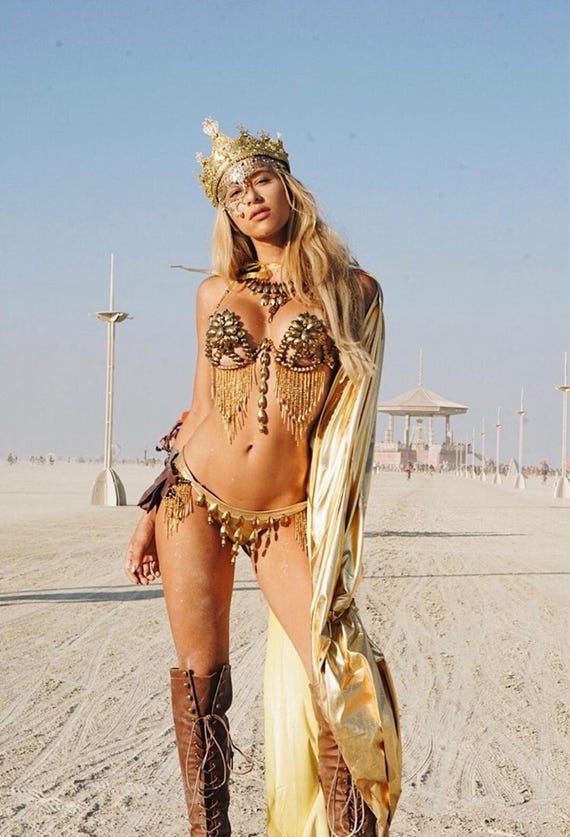 Dripping in Gold Rihanna Inspired Samba Bra, Samba Outfit, Burning Man  Outfit, Trinidad Carnival Outfit, Fitness Bikini, WBFF Theme Wear 