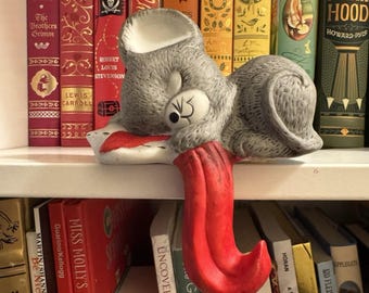 Vtg 1980er Jahre Maus Shelf Sitter Cottagecore Dekor Haus lllloldy Weihnachten